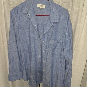 Women's Banana Republic Linen Blend Blue Button-Up Shirt